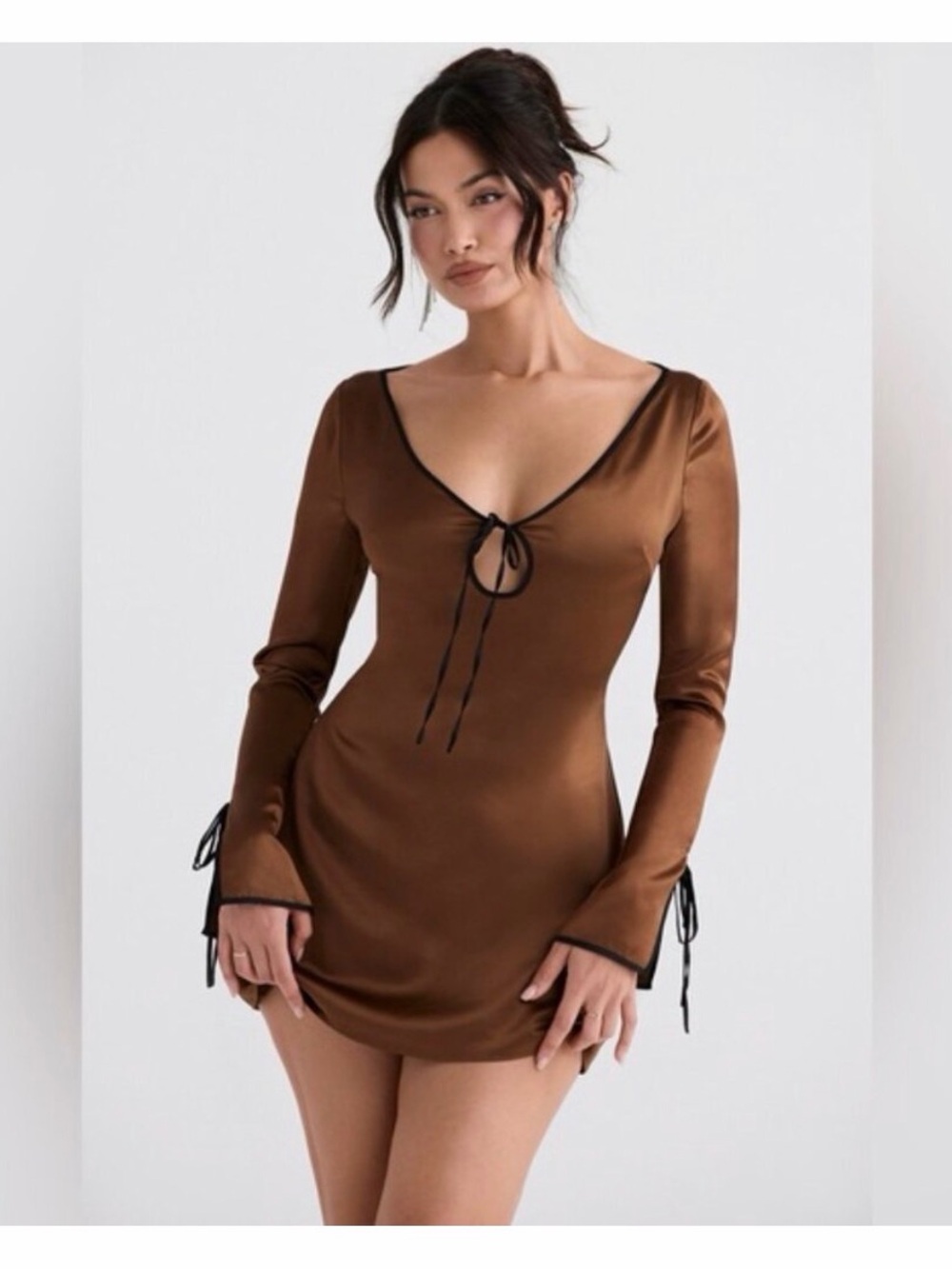 House of CB Satin Tie-Front Dress